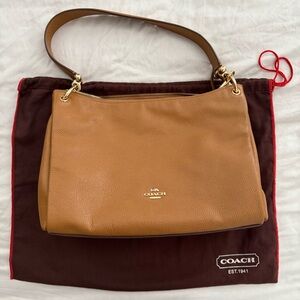 Coach Light Saddle Pebble Leather Mia Shoulder Bag Purse F28966 w Duster Bag